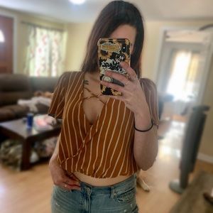 Orange & White cropped shirt!